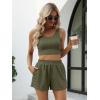 imageTrendy Queen Spring Clothes Two Piece Summer Outfits Matching Sets 2025 Sleeveless Lounge Crop Top High Waisted ShortArmygreen