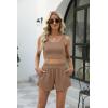 imageTrendy Queen Spring Clothes Two Piece Summer Outfits Matching Sets 2025 Sleeveless Lounge Crop Top High Waisted ShortKhaki