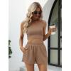 imageTrendy Queen Spring Clothes Two Piece Summer Outfits Matching Sets 2025 Sleeveless Lounge Crop Top High Waisted ShortKhaki