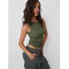 imageTrendy Queen Women Going Out Casual Tank Tops Spring Summer Basic Cute 2025 Sleeveless Shirt Y2K Fashion Outfit ClothesArmy Green