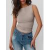 imageTrendy Queen Women Going Out Casual Tank Tops Spring Summer Basic Cute 2025 Sleeveless Shirt Y2K Fashion Outfit ClothesCoffee Grey