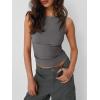 imageTrendy Queen Women Going Out Casual Tank Tops Spring Summer Basic Cute 2025 Sleeveless Shirt Y2K Fashion Outfit ClothesGrey