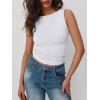 imageTrendy Queen Women Going Out Casual Tank Tops Spring Summer Basic Cute 2025 Sleeveless Shirt Y2K Fashion Outfit ClothesWhite