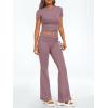 imageTrendy Queen Womens 2 Piece Outfits Lounge Sets Summer Y2k Short Sleeve Cropped Tops and Drawstring Flare Pants TracksuitsNutmeg