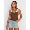 imageTrendy Queen Womens Camisole Tank Tops Sleeveless Racerback Cropped Cami Slim Fitted Tops Casual Summer Outifts 2024Brown