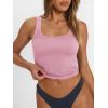 imageTrendy Queen Womens Square Neck Tank Tops Workout Cropped Ribbed Summer Camisole Sleeveless TopsBabypink