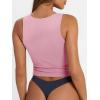 imageTrendy Queen Womens Square Neck Tank Tops Workout Cropped Ribbed Summer Camisole Sleeveless TopsBabypink