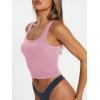 imageTrendy Queen Womens Square Neck Tank Tops Workout Cropped Ribbed Summer Camisole Sleeveless TopsBabypink