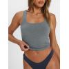 imageTrendy Queen Womens Square Neck Tank Tops Workout Cropped Ribbed Summer Camisole Sleeveless TopsGray