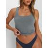 imageTrendy Queen Womens Square Neck Tank Tops Workout Cropped Ribbed Summer Camisole Sleeveless TopsGray