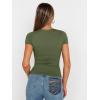 imageTrendy Queen Womens Square Neck Tops Short Sleeve Crop Tops Workout Summer Clothes Casual Slim Fit TShirts 2024Armygreen