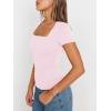 imageTrendy Queen Womens Square Neck Tops Short Sleeve Crop Tops Workout Summer Clothes Casual Slim Fit TShirts 2024Babypink