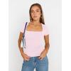 imageTrendy Queen Womens Square Neck Tops Short Sleeve Crop Tops Workout Summer Clothes Casual Slim Fit TShirts 2024Babypink