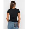 imageTrendy Queen Womens Square Neck Tops Short Sleeve Crop Tops Workout Summer Clothes Casual Slim Fit TShirts 2024Black