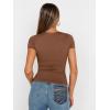 imageTrendy Queen Womens Square Neck Tops Short Sleeve Crop Tops Workout Summer Clothes Casual Slim Fit TShirts 2024Coffee