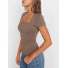 imageTrendy Queen Womens Square Neck Tops Short Sleeve Crop Tops Workout Summer Clothes Casual Slim Fit TShirts 2024Coffeegrey