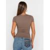 imageTrendy Queen Womens Square Neck Tops Short Sleeve Crop Tops Workout Summer Clothes Casual Slim Fit TShirts 2024Coffeegrey