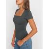imageTrendy Queen Womens Square Neck Tops Short Sleeve Crop Tops Workout Summer Clothes Casual Slim Fit TShirts 2024Gray