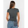 imageTrendy Queen Womens Square Neck Tops Short Sleeve Crop Tops Workout Summer Clothes Casual Slim Fit TShirts 2024Gray