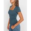 imageTrendy Queen Womens Square Neck Tops Short Sleeve Crop Tops Workout Summer Clothes Casual Slim Fit TShirts 2024Hazeblue