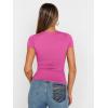 imageTrendy Queen Womens Square Neck Tops Short Sleeve Crop Tops Workout Summer Clothes Casual Slim Fit TShirts 2024Hotpink