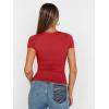 imageTrendy Queen Womens Square Neck Tops Short Sleeve Crop Tops Workout Summer Clothes Casual Slim Fit TShirts 2024Red