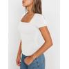 imageTrendy Queen Womens Square Neck Tops Short Sleeve Crop Tops Workout Summer Clothes Casual Slim Fit TShirts 2024White