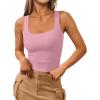 imageTrendy Queen Womens Square Neck Tank Tops Workout Cropped Ribbed Summer Camisole Sleeveless TopsBabypink