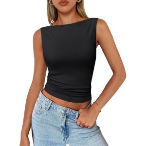 imageTrendy Queen Women Going Out Casual Tank Tops Spring Summer Basic Cute 2025 Sleeveless Shirt Y2K Fashion Outfit ClothesBlack