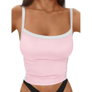 imageTrendy Queen Womens Camisole Tank Tops Sleeveless Racerback Cropped Cami Slim Fitted Tops Casual Summer Outifts 2024Lightpink