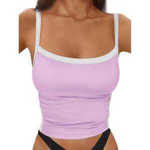 imageTrendy Queen Womens Camisole Tank Tops Sleeveless Racerback Cropped Cami Slim Fitted Tops Casual Summer Outifts 2024Purple