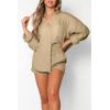 imageTrendy Queen 2 Piece Sets For Women Lounge Wear Pajama Matching Long Sleeve Two Piece Spring Outfits Fashion Tracksuit 2025Apricot