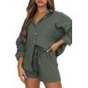 imageTrendy Queen 2 Piece Sets For Women Lounge Wear Pajama Matching Long Sleeve Two Piece Spring Outfits Fashion Tracksuit 2025Armygreen