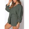 imageTrendy Queen 2 Piece Sets For Women Lounge Wear Pajama Matching Long Sleeve Two Piece Spring Outfits Fashion Tracksuit 2025Armygreen