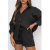 imageTrendy Queen 2 Piece Sets For Women Lounge Wear Pajama Matching Long Sleeve Two Piece Spring Outfits Fashion Tracksuit 2025Black