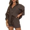 imageTrendy Queen 2 Piece Sets For Women Lounge Wear Pajama Matching Long Sleeve Two Piece Spring Outfits Fashion Tracksuit 2025Brown