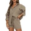 imageTrendy Queen 2 Piece Sets For Women Lounge Wear Pajama Matching Long Sleeve Two Piece Spring Outfits Fashion Tracksuit 2025Coffeegrey
