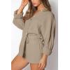 imageTrendy Queen 2 Piece Sets For Women Lounge Wear Pajama Matching Long Sleeve Two Piece Spring Outfits Fashion Tracksuit 2025Coffeegrey