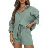 imageTrendy Queen 2 Piece Sets For Women Lounge Wear Pajama Matching Long Sleeve Two Piece Spring Outfits Fashion Tracksuit 2025Green