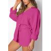 imageTrendy Queen 2 Piece Sets For Women Lounge Wear Pajama Matching Long Sleeve Two Piece Spring Outfits Fashion Tracksuit 2025Hotpink