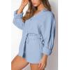 imageTrendy Queen 2 Piece Sets For Women Lounge Wear Pajama Matching Long Sleeve Two Piece Spring Outfits Fashion Tracksuit 2025Skyblue
