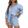 imageTrendy Queen 2 Piece Sets For Women Lounge Wear Pajama Matching Long Sleeve Two Piece Spring Outfits Fashion Tracksuit 2025Skyblue
