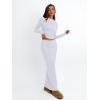 imageTrendy Queen 2 Piece Skirts Sets for Women Long Sleeve Crew Neck Crop Tops Bodycon Maxi Matching ClothesWhite