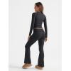 imageTrendy Queen Lounge Sets For Women 2 Piece Outfits Long Sleeve Shirts and Fold Over Yoga Pants Two Piece Workout SetsBlack