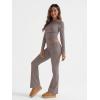 imageTrendy Queen Lounge Sets For Women 2 Piece Outfits Long Sleeve Shirts and Fold Over Yoga Pants Two Piece Workout SetsCoffee Grey