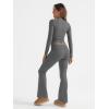 imageTrendy Queen Lounge Sets For Women 2 Piece Outfits Long Sleeve Shirts and Fold Over Yoga Pants Two Piece Workout SetsDark Grey