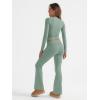 imageTrendy Queen Lounge Sets For Women 2 Piece Outfits Long Sleeve Shirts and Fold Over Yoga Pants Two Piece Workout SetsGrass Green