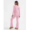 imageTrendy Queen Lounge Sets For Women 2 Piece Outfits Long Sleeve Shirts and Fold Over Yoga Pants Two Piece Workout SetsPink