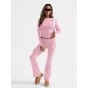 imageTrendy Queen Lounge Sets For Women 2 Piece Outfits Long Sleeve Shirts and Fold Over Yoga Pants Two Piece Workout SetsPink