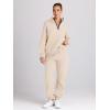 imageTrendy Queen Womens 2 Piece Outfits Long Sleeve Sweatsuits Half Zip Sweatshirts with Fleece Joggers SweatpantsApricot